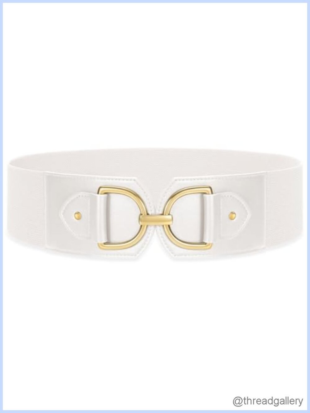 Women Wide Elastic Faux Leather Belt Vintage Gold Buckle Stretch Waist Cinch